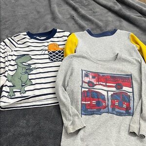 Kids' Dinosaur and Fire Truck Long Sleeve Shirts